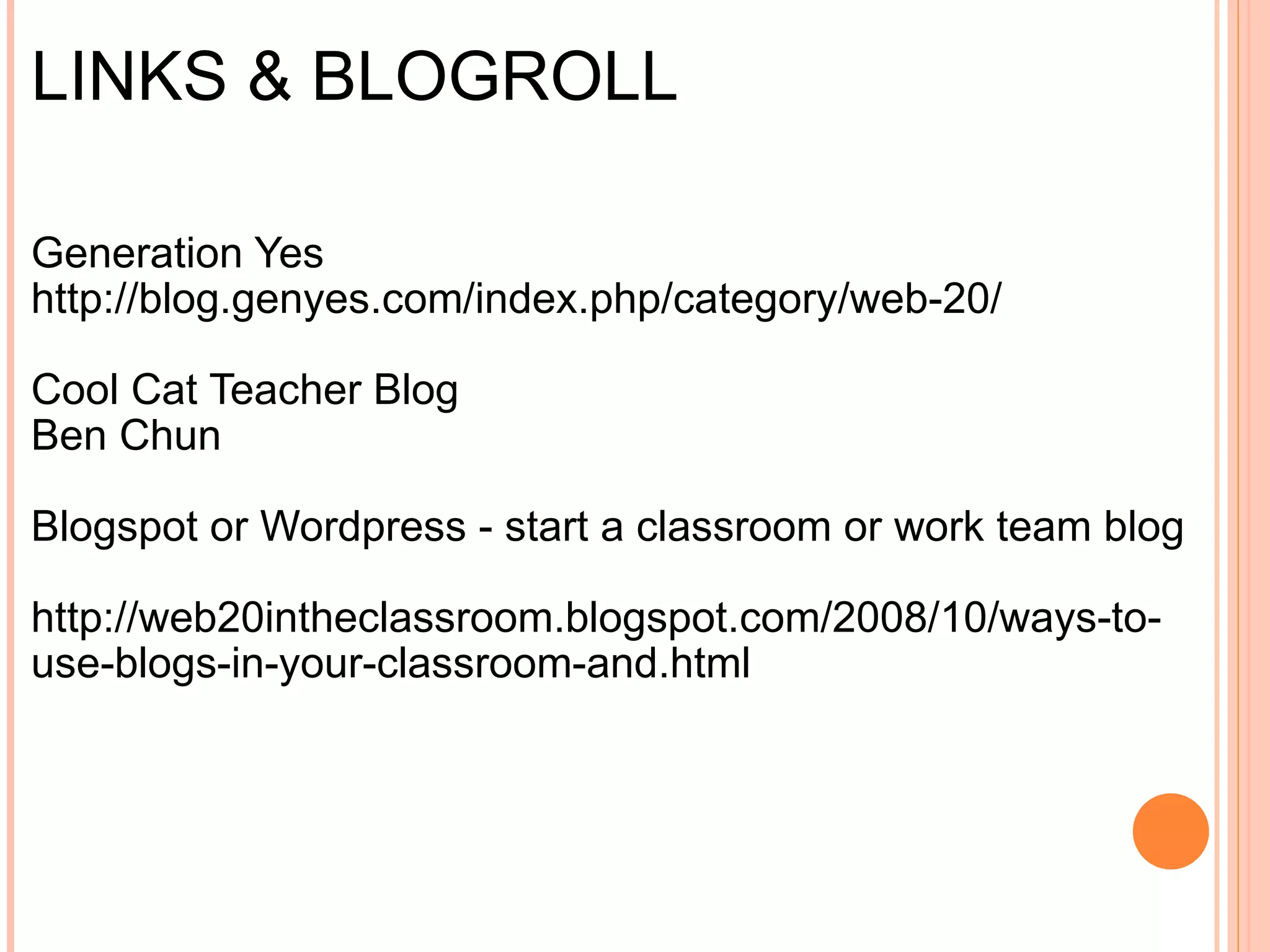 Further reading Oreilly, Tim, What is Web 2.0: Design Patterns and Business Models for the Next Generation of Software. Communications & Strategies, No. 1, p. 17, First Quarter 2007. Available at SSRN: http://ssrn.com/abstract=1008839 Christine Greenhow, Beth Robelia, and Joan E. Hughes    Learning, Teaching, and Scholarship in a Digital Age: Web 2.0 and Classroom Research: What Path Should We Take  Now?  Educational Researcher, May 2009; 38: 246 - 259.   Rosen, D., Nelson, C. & Bloom, A. (2008). The wisdom of crowds: Understanding Web 2.0 and its applicability to higher education. In K. McFerrin et al. (Eds.), Proceedings of Society for Information Technology and Teacher Education International Conference 2008 (pp. 3151-3152). Chesapeake, VA: AACE. Retrieved from  http://www.editlib.org/p/27713 .  