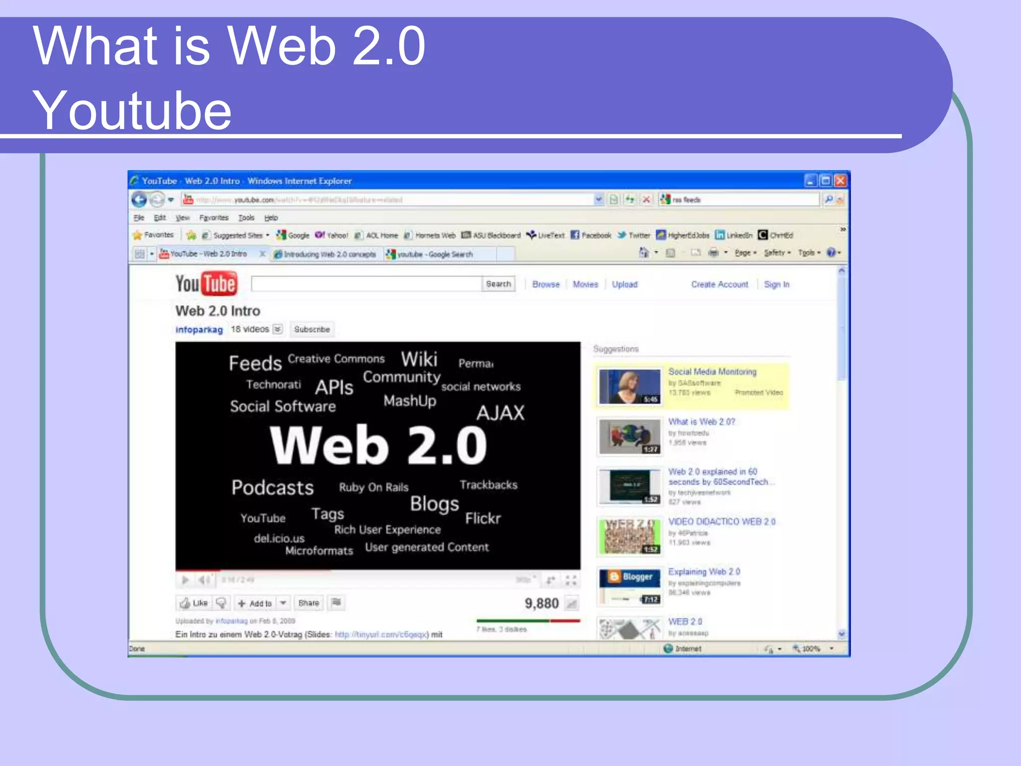 What is Web 2.0
Youtube
 