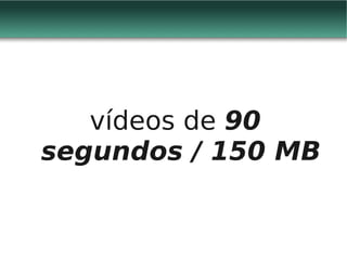 vídeos de 90
segundos / 150 MB
 