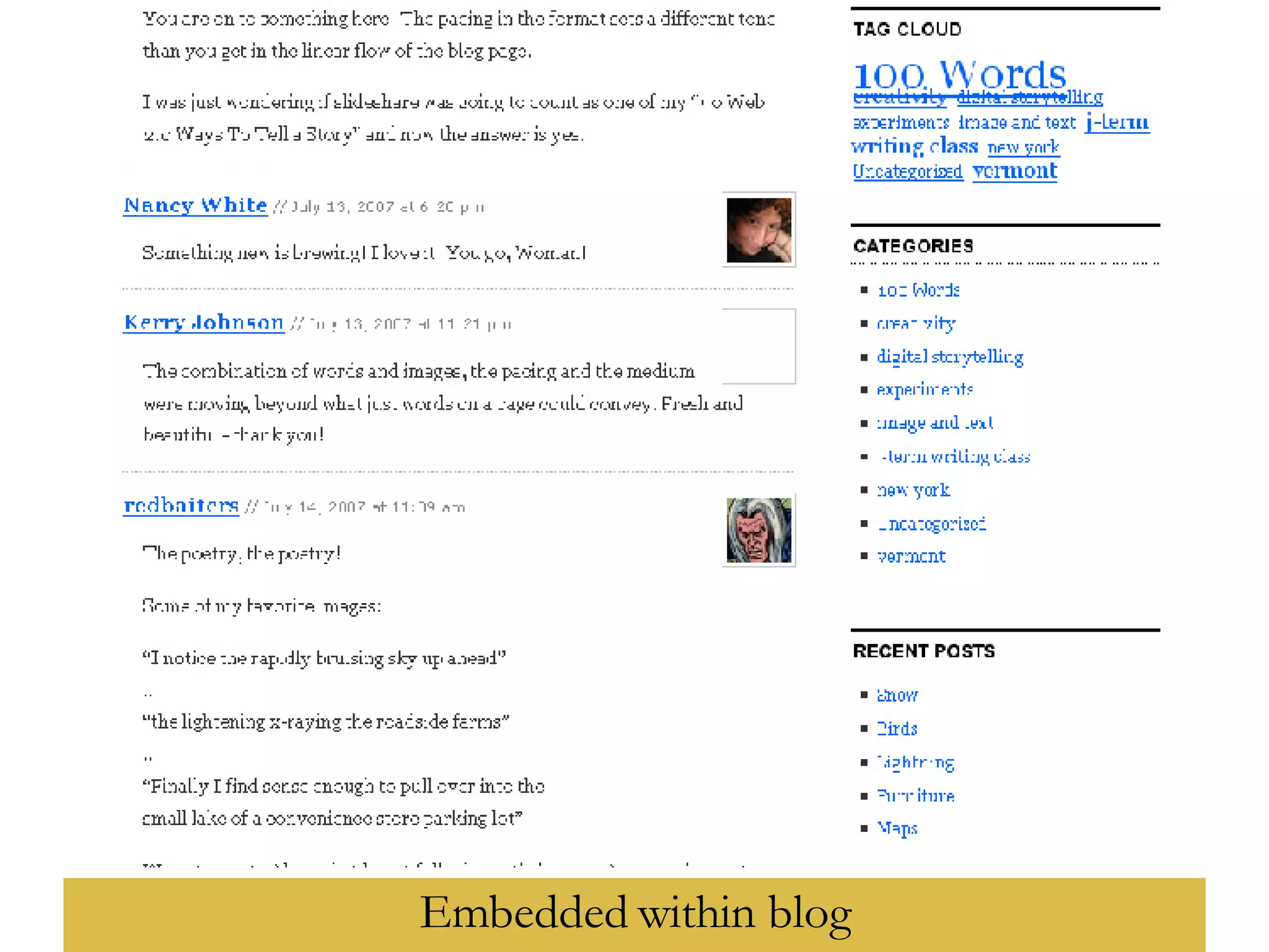 Embedded within blog 
