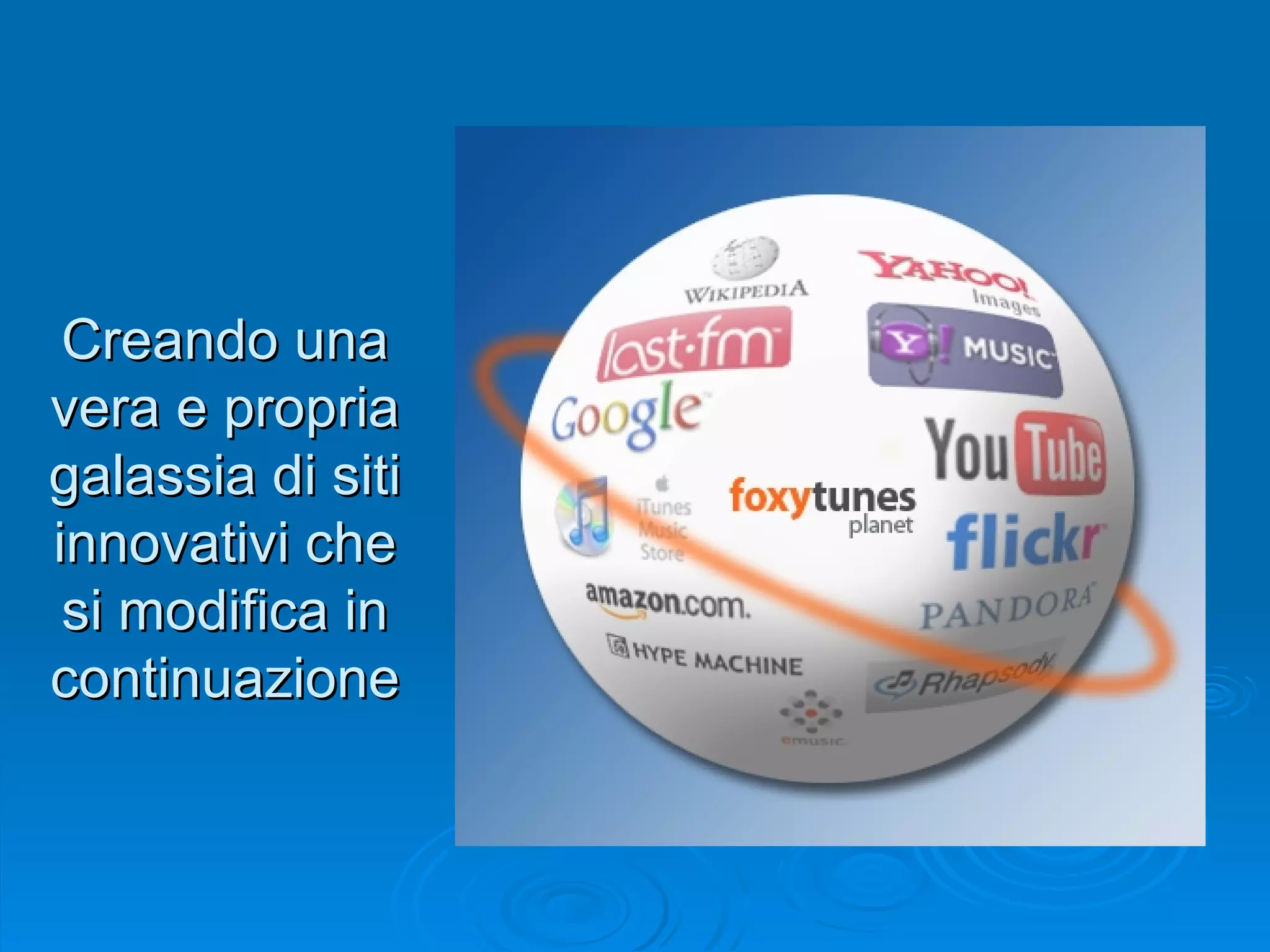 Creando una vera e propria galassia di siti innovativi che si modifica in continuazione 