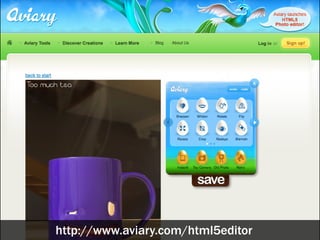 http://butterapp.org | http://popcorn.js
  http://www.aviary.com/html5editor
 