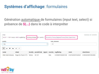 Systèmes d’affichage: formulaires
Génération automatique de formulaires (input text, select) si
présence de ${...} dans le...
