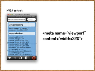 HVGA portrait




                <meta name="viewport"
                content="width=320">
 