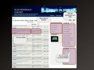 Trier les
articles par nom
d’élu
Trier les articles
par parti politique
Titre de l’article
Mots clés de
l’article
 