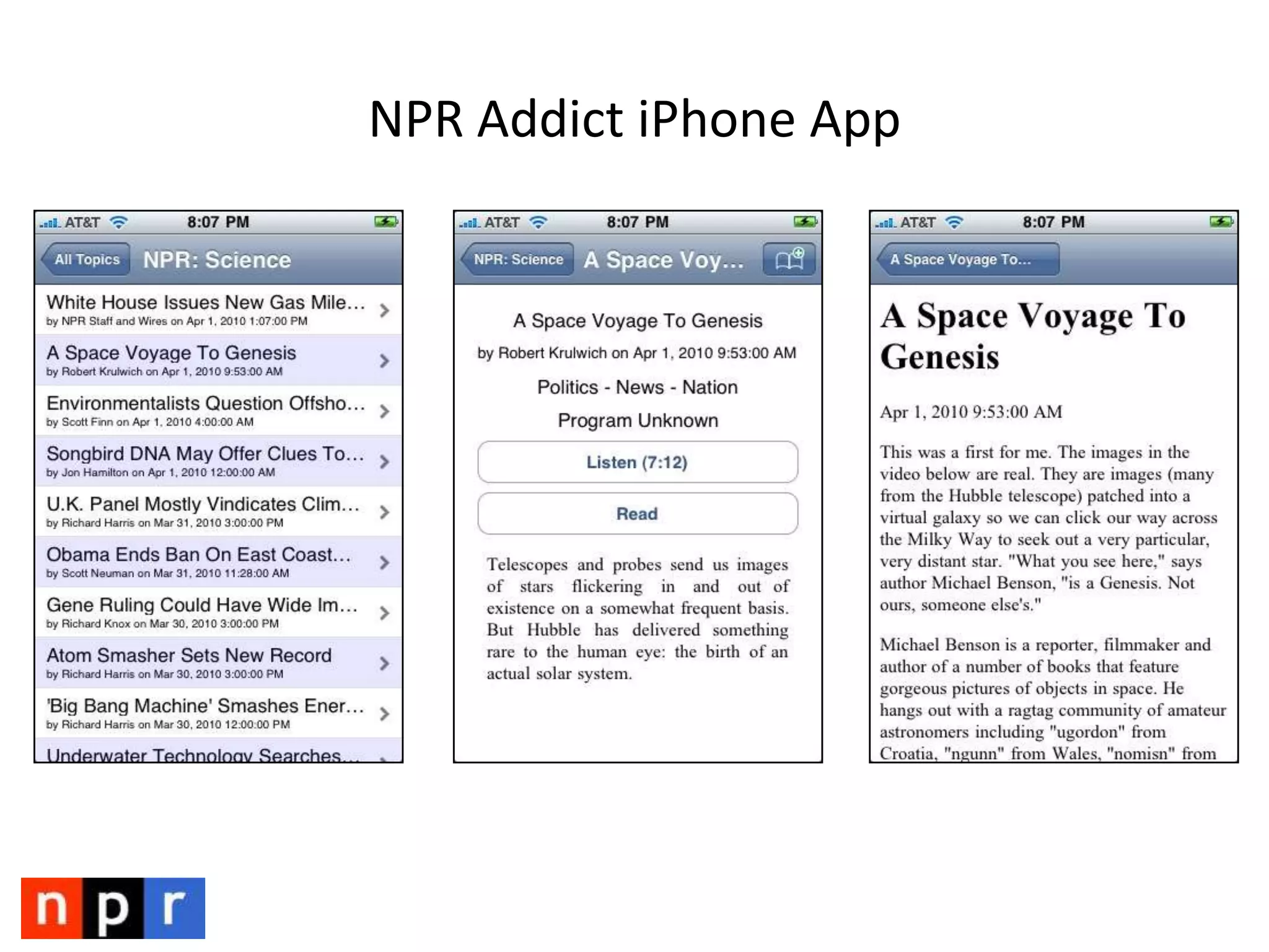 Nationally-Broadcast Reports by Martha WoodroofMartha Woodroof