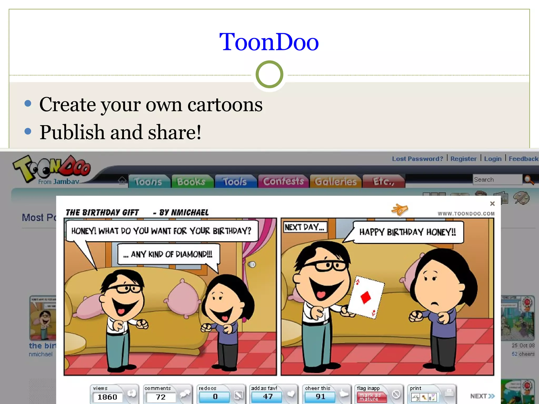 ToonDoo Create your own cartoons Publish and share! 
