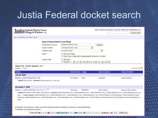 Justia Federal docket search 