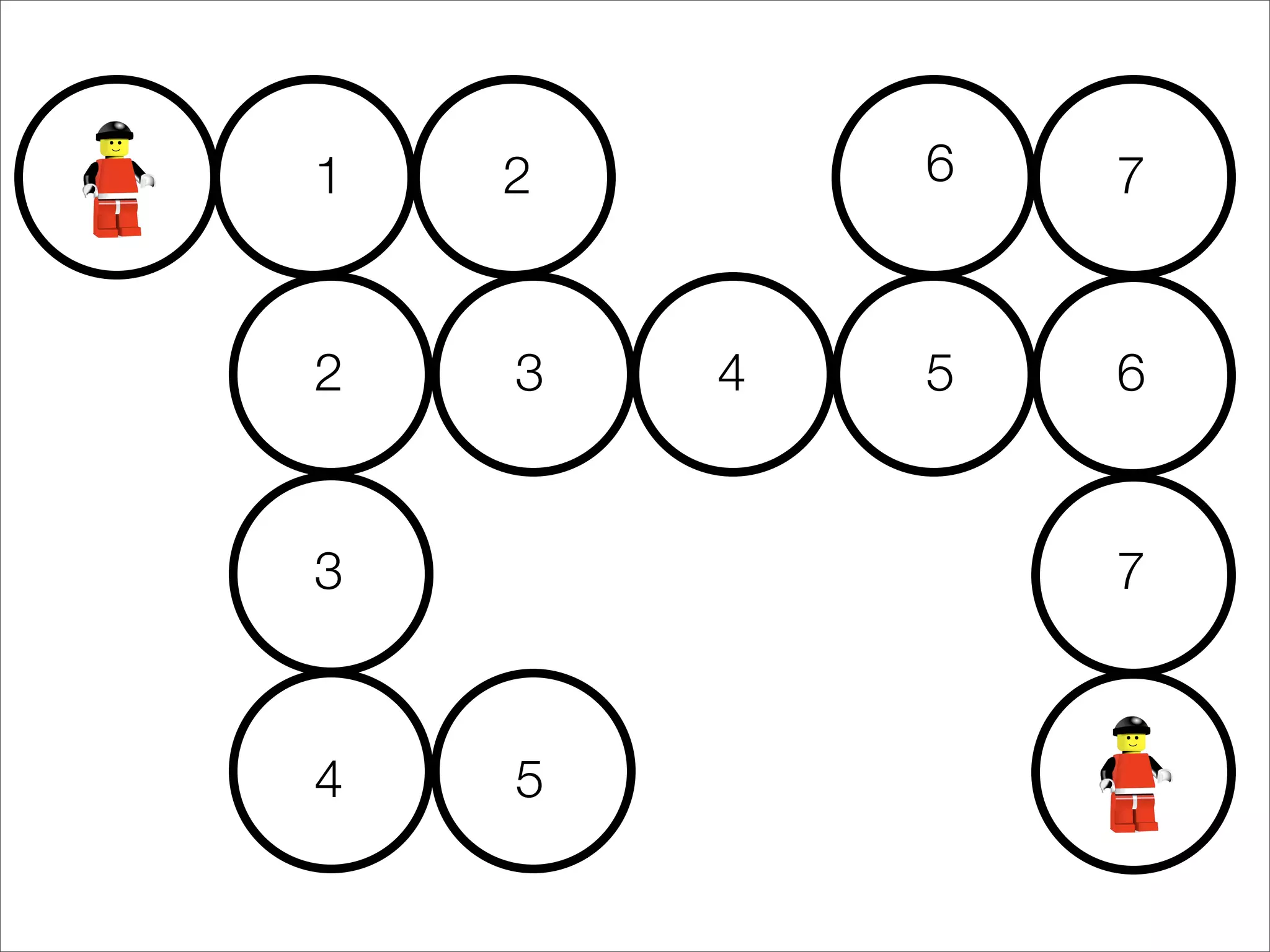 1   2       6   7


2   3   4   5   6


3               7



4   5
 