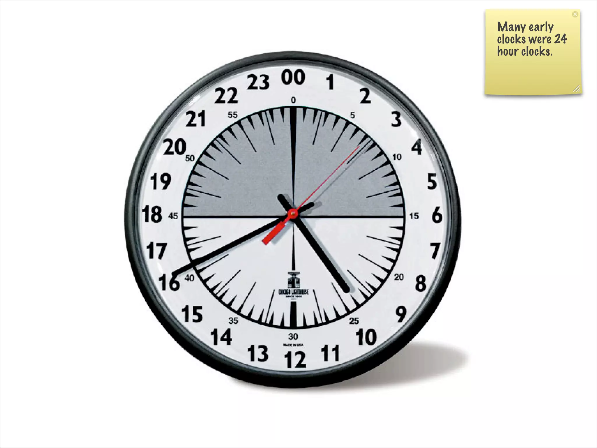 Many early
clocks were 24
hour clocks.
 