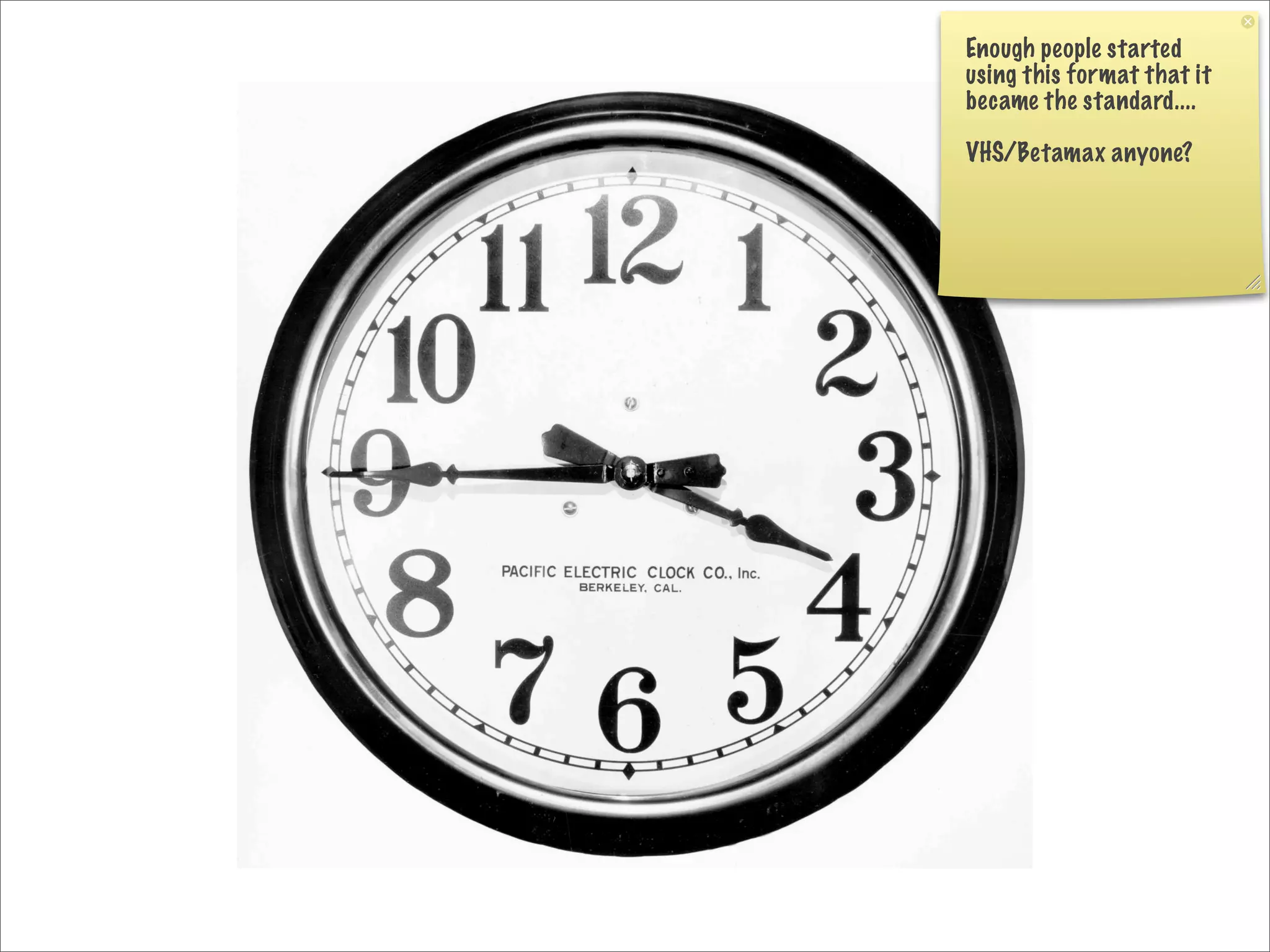 Enough people started
using this format that it
became the standard....

VHS/Betamax anyone?
 