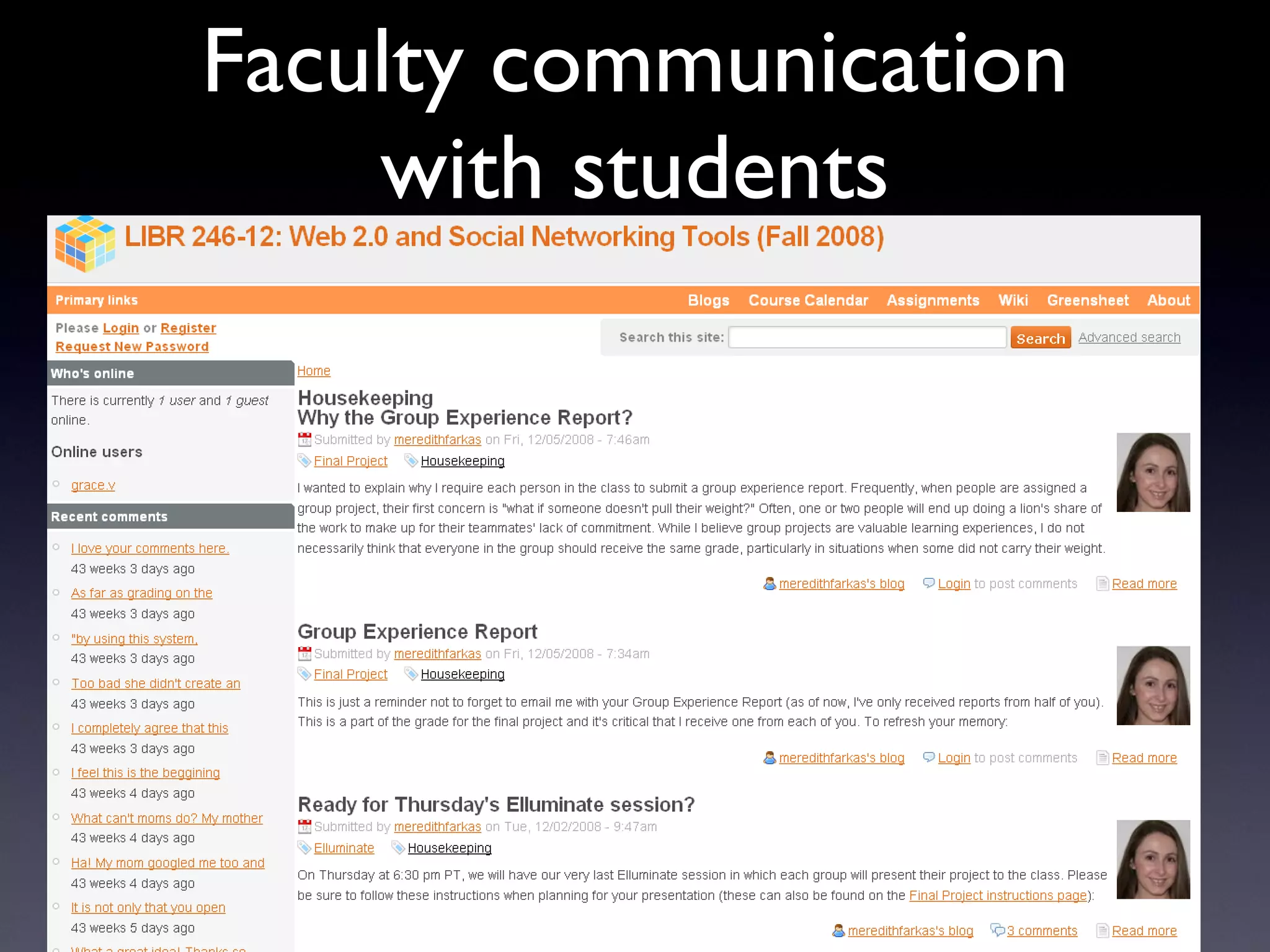 Familiar medium 133 million blogs indexed by Technorati 42% of bloggers 18-34 77.7 million unique visitors to blogs vs. 41 million to Facebook (in May 2008) New types of blogging: in MySpace, Facebook, Twitter, etc. Source: Technorati State of the Blogosphere 2008 http://technorati.com/blogging/feature/state-of-the-blogosphere-2008/