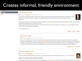 Blogs can… Promote critical and reflective thinking Enable collaboration and knowledge-sharing Create an informal environment for student discussion and community-building Encourage dialogue and debate Encourage students to teach as well as learn and co-construct their learning experience 