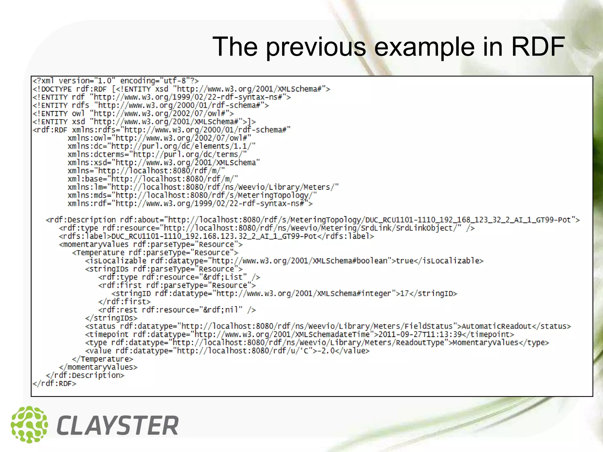 The previous example in RDF
 