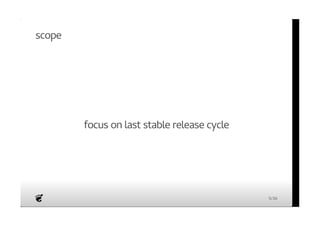 scope 
focus on last stable release cycle 
5/36 
 