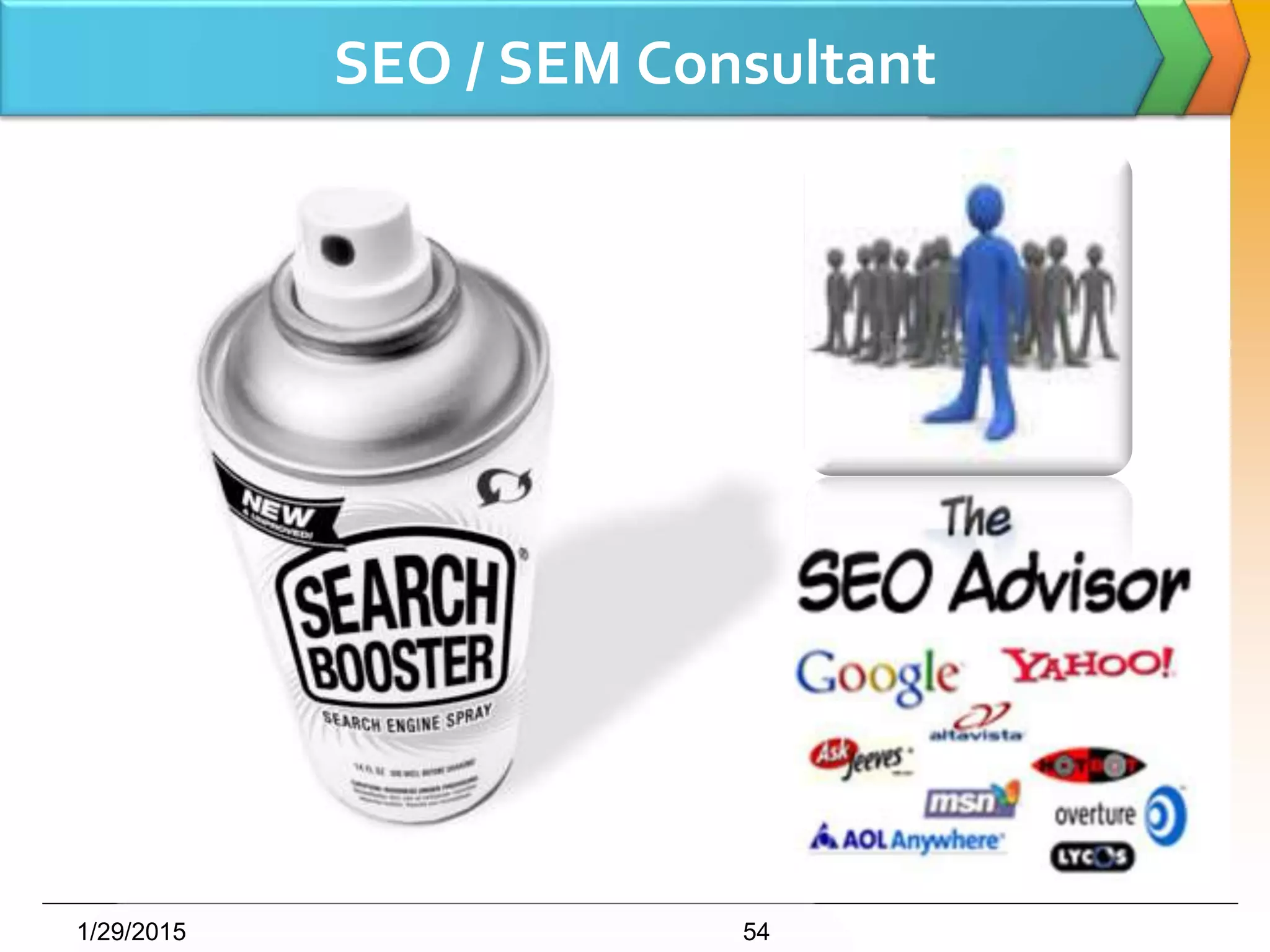 SEO / SEM Consultant
1/29/2015 54
 