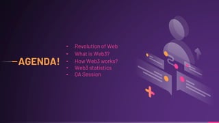 AGENDA!
╸ Revolution of Web
╸ What is Web3?
╸ How Web3 works?
╸ Web3 statistics
╸ QA Session
 