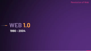 1990 - 2004
WEB 1.0
Revolution of Web
 