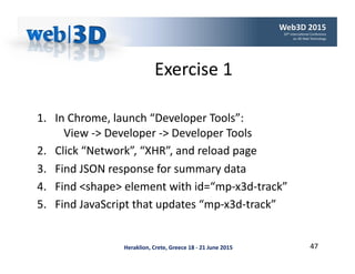 Heraklion,	Crete,	Greece	18	-	21	June	2015	
Exercise	1	
1.  In	Chrome,	launch	“Developer	Tools”:	
			View	->	Developer	->	...