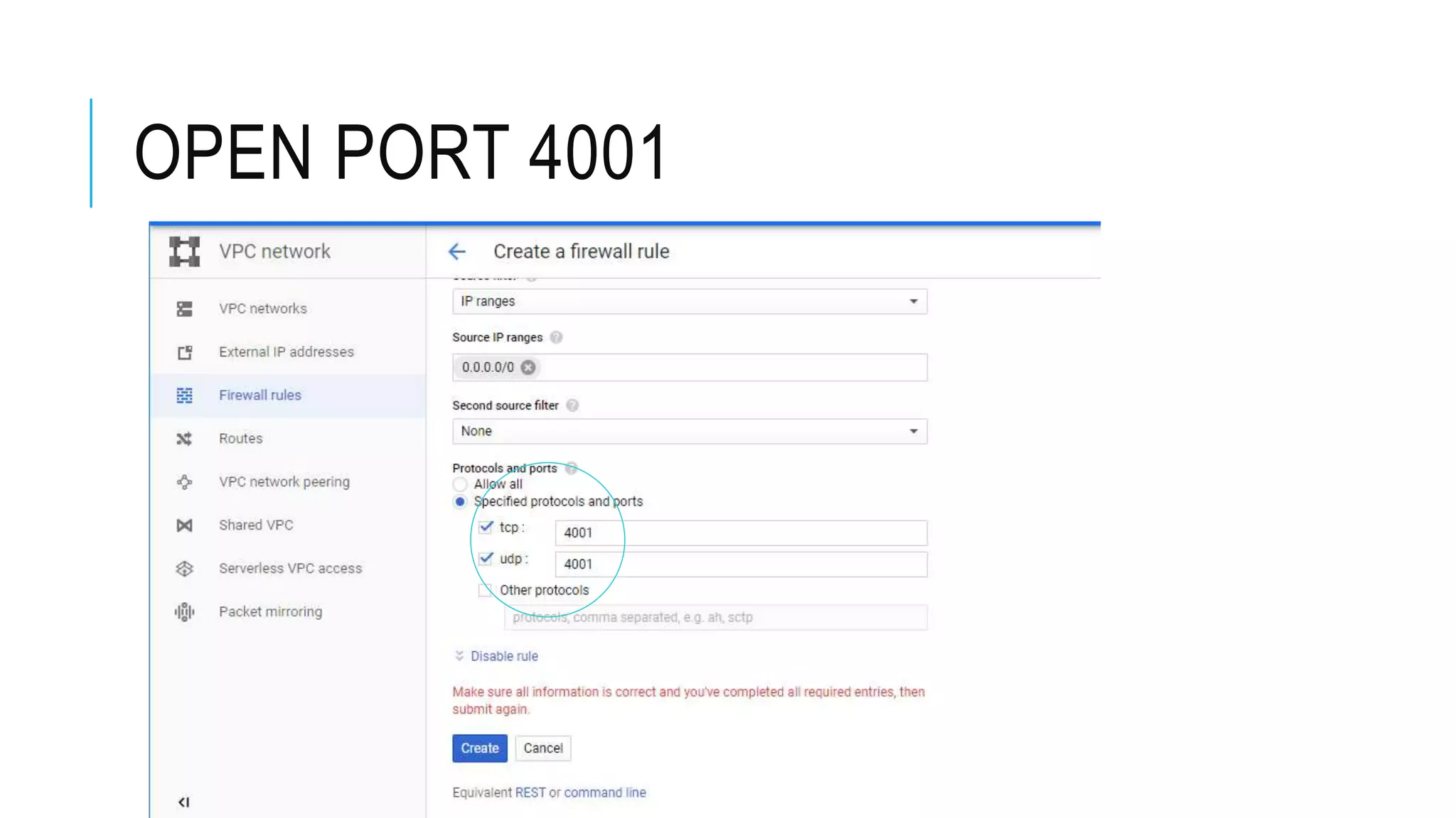 OPEN PORT 4001
 