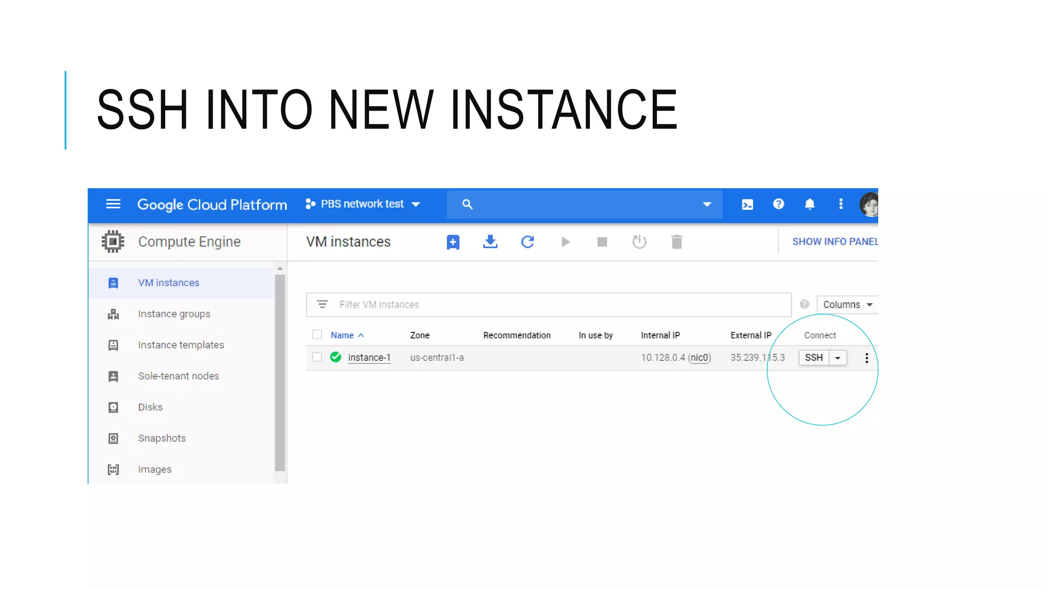 SSH INTO NEW INSTANCE
 