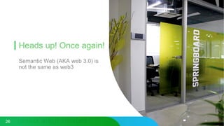 Heads up! Once again!
Semantic Web (AKA web 3.0) is
not the same as web3
26
 
