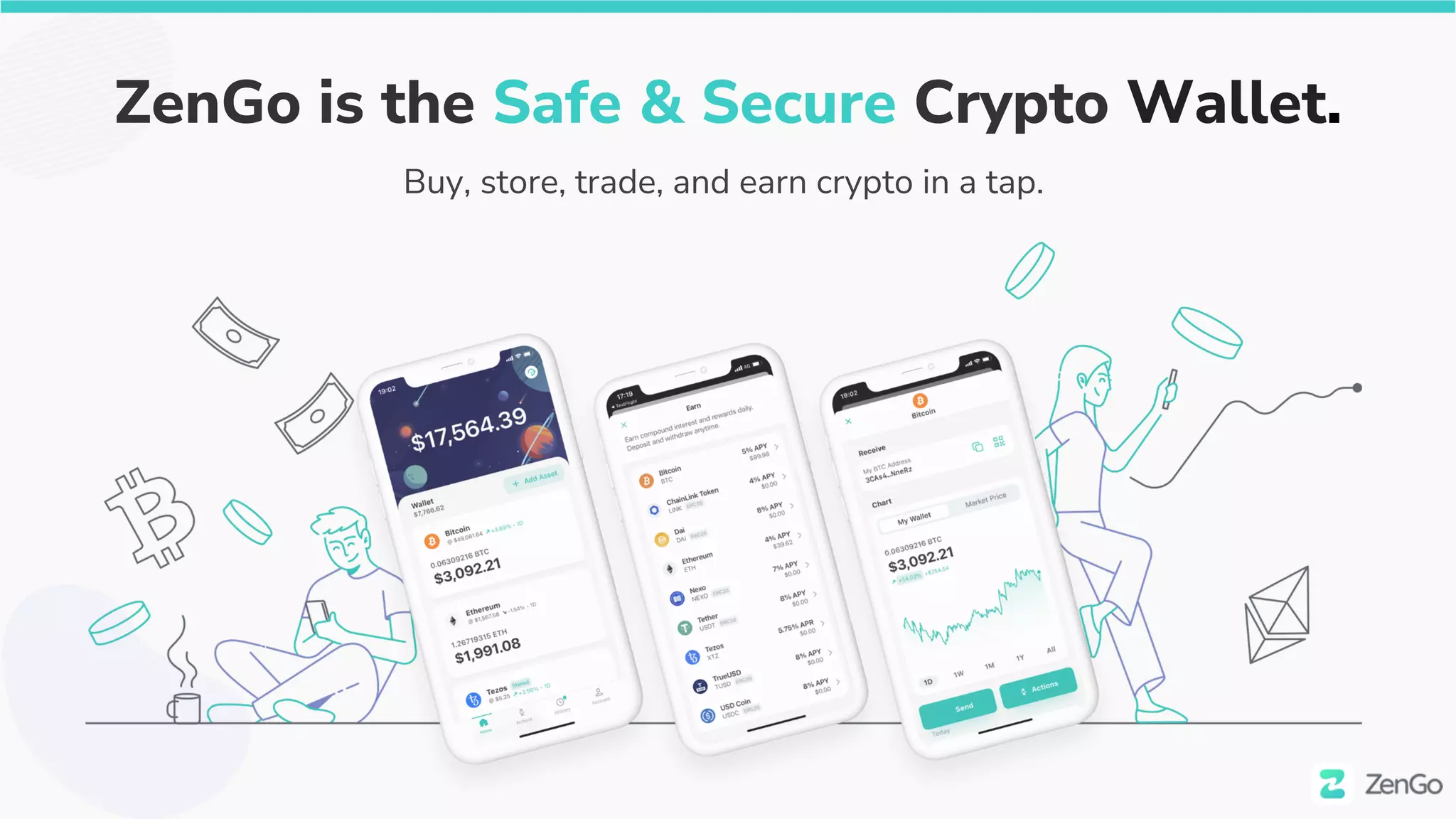 ZenGo is the Safe & Secure Crypto Wallet.
Buy, store, trade, and earn crypto in a tap.
 