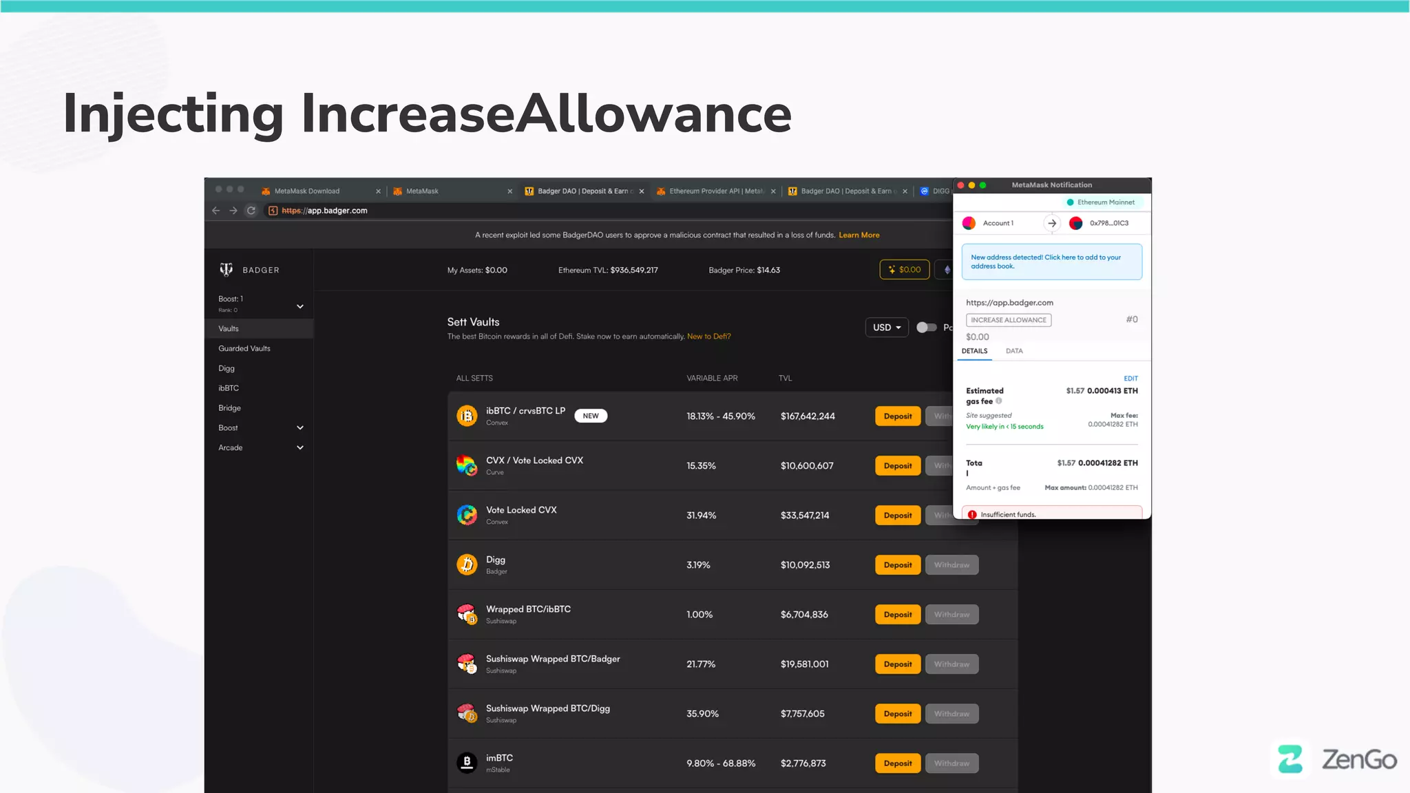 Injecting IncreaseAllowance
 