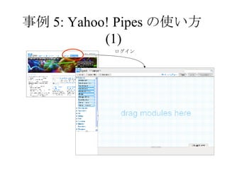 事例 5: Yahoo! Pipes の使い方 (1) ログイン 