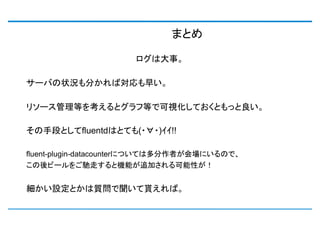 ޤȤ

                      ϴ¡

`Ф״r֤Ќ礤

꥽`Ȥ򿼤ȥյȤǿҕƤȤä

ֶΤȤfluentdϤȤƤ(???)??!!

fluent-plugin-datacounterˤĤƤ϶ߤˤΤǡ
ө`YߤșCܤ׷ӤԤ


OȤ|BС
 