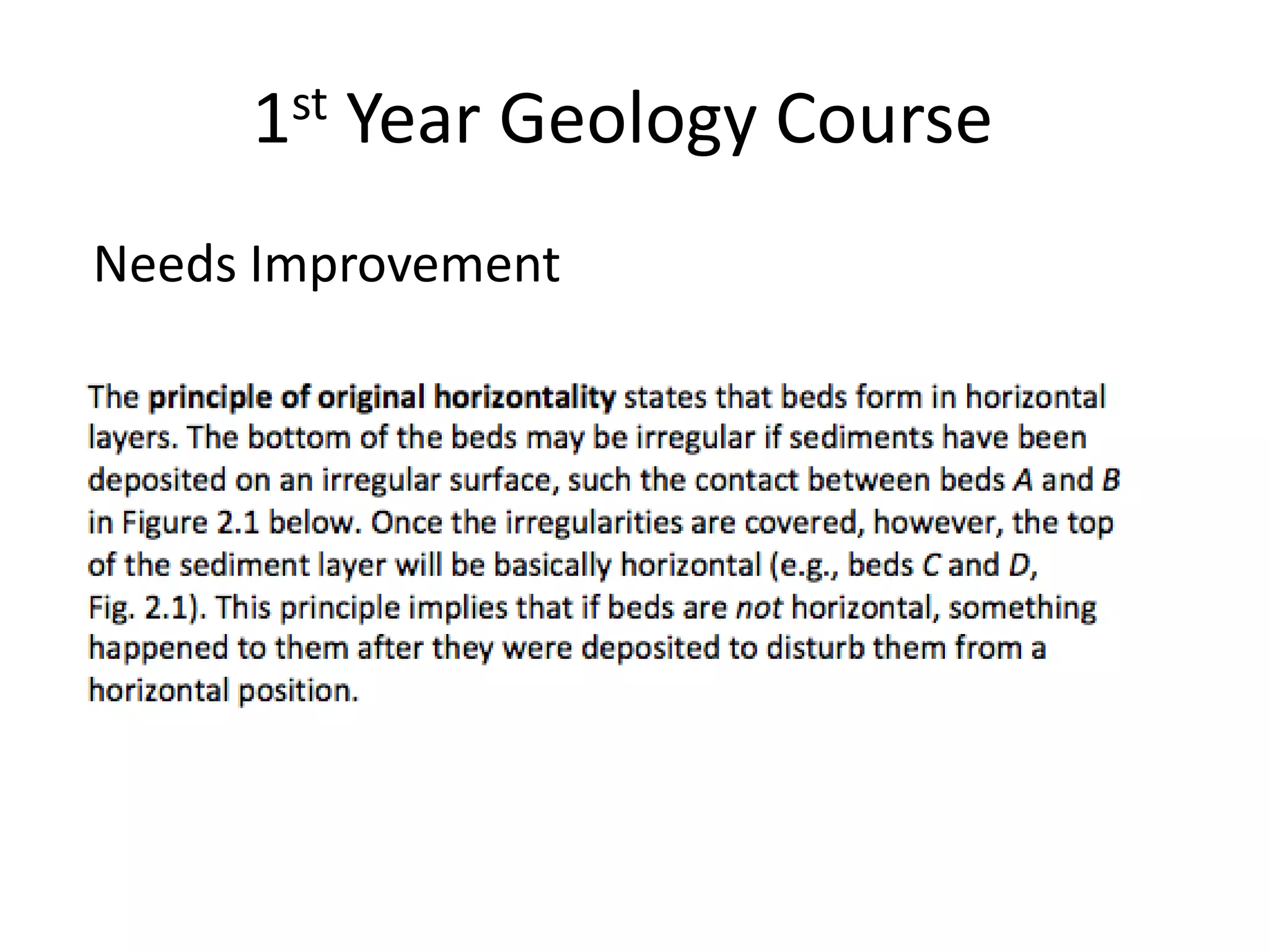 1st Year Geology Course
Needs Improvement
 