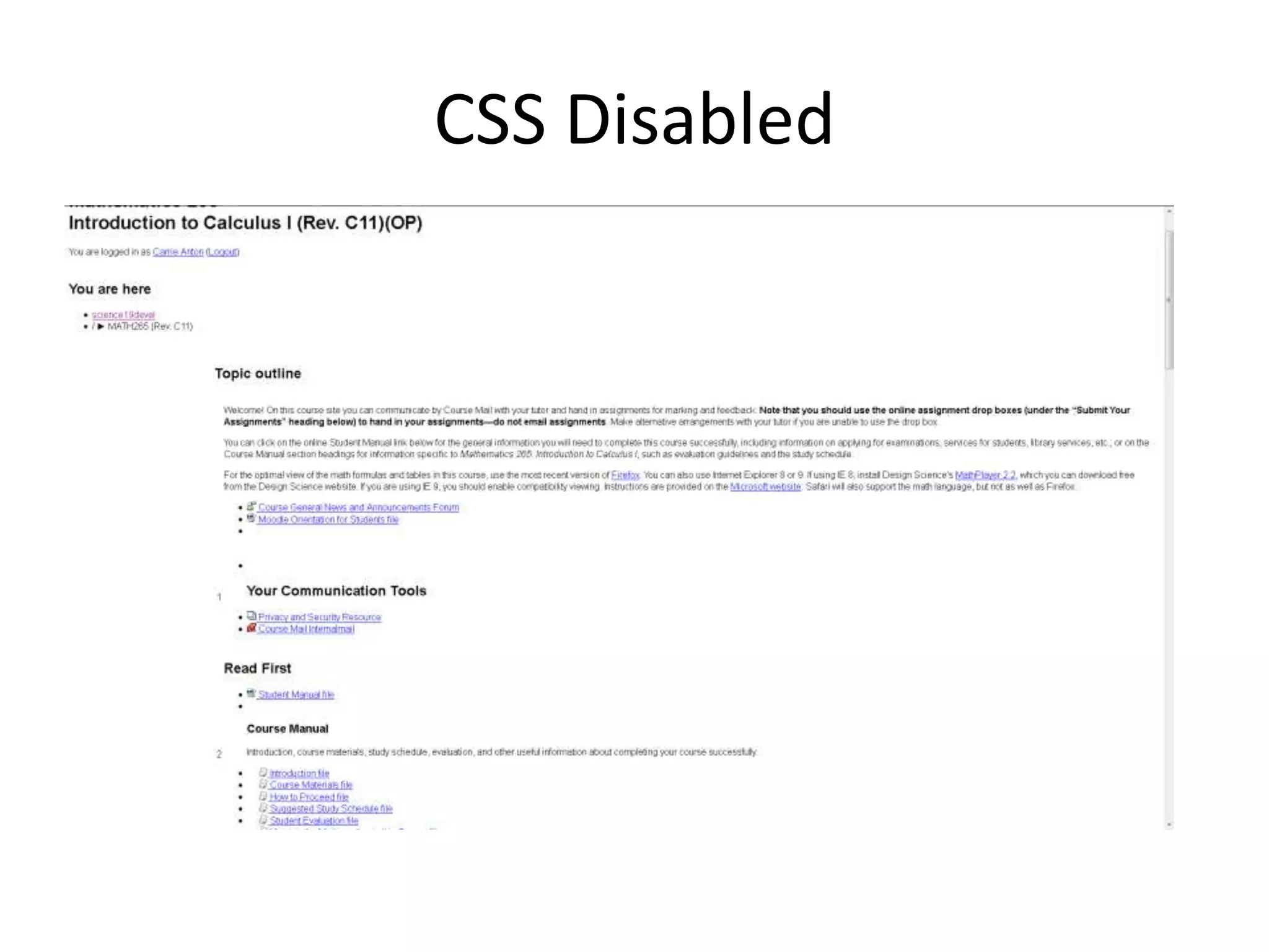 CSS Disabled
 