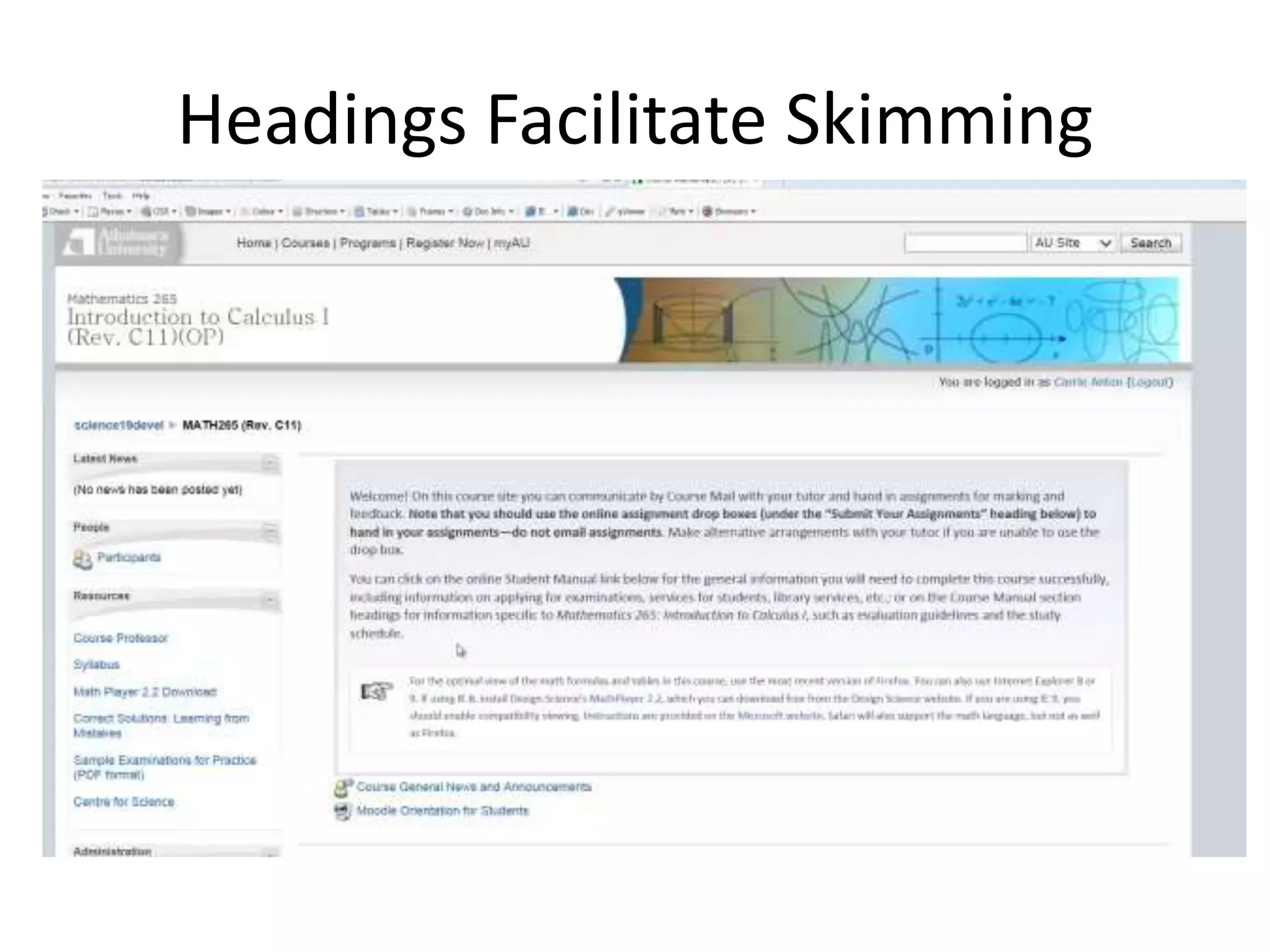 Headings Facilitate Skimming
 