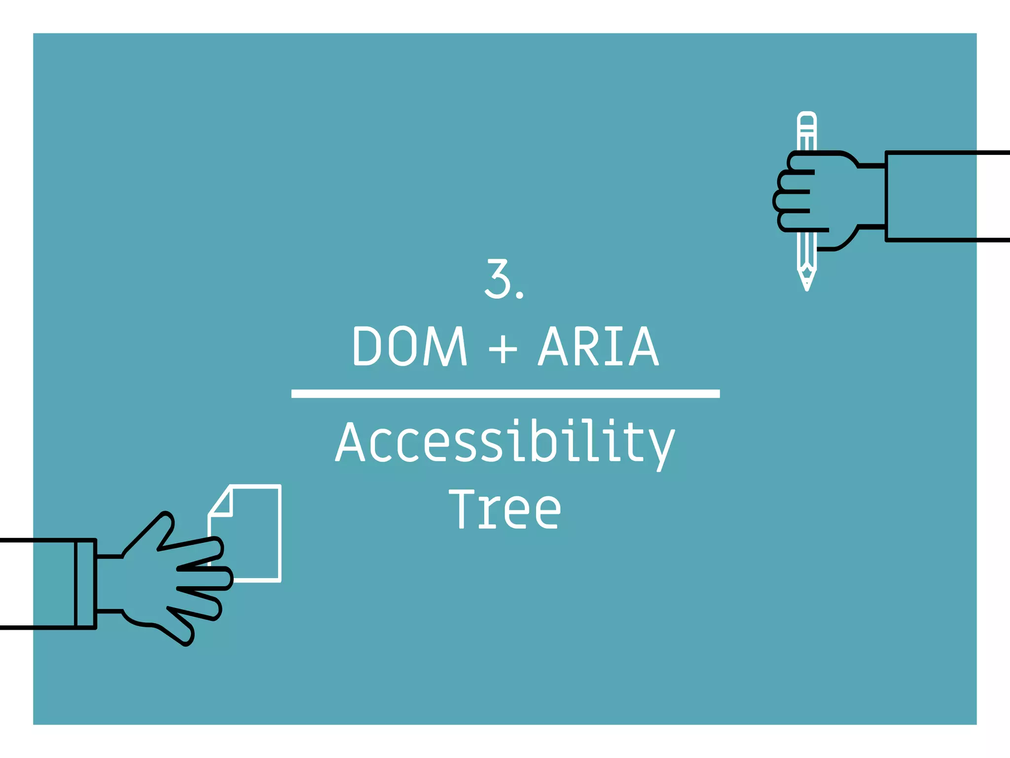 3.
DOM + ARIA
Accessibility
Tree
 