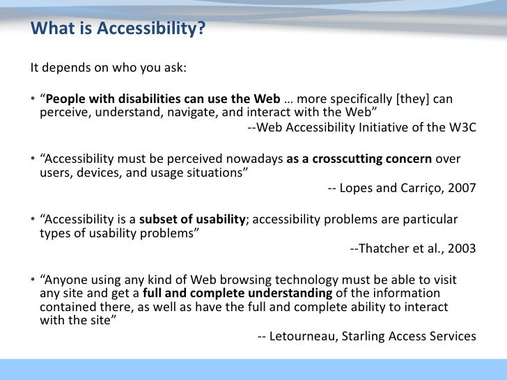 What is Accessibility? It depends