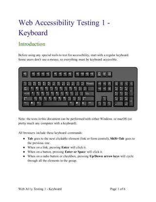 Web accessibility testing 1 - keyboard