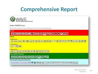 Comprehensive Report
104
Web Accessibility
Workshop
 