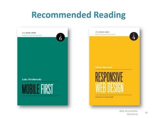 Recommended Reading
36
Web Accessibility
Workshop
 