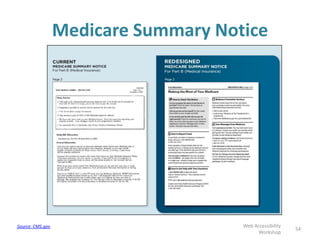 Medicare Summary Notice
54
Web Accessibility
Workshop
Source: CMS.gov
 