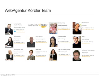 WebAgentur Körbler Team




Samstag, 30. Jänner 2010
 
