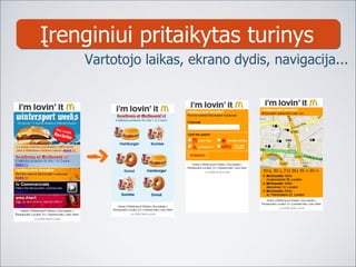 Įrenginiui pritaikytas turinys Vartotojo laikas, ekrano dydis, navigacija... 