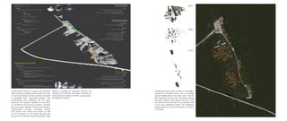 Leeville exists today in a beaten and battered
state. However multiple systems allow the town
to exist and prosper. My site analysis consisted
of identifying such “productive systems” and
implementing their attributes into the future
proposal. The systems identified as the lifeline
for Leeville are the Economic System, including
the commercial seafood economy and tourism,
Transportation System, including multiple
boat docks both public and private as well
as the connection to the newly oriented and
government protected elevated highway, Utility
System, including all necessary services for
survival such as electric and water, and lastly the
environmental condition in which Leeville exists,
the Marsh Ecosystem.
Leeville becomes a town oriented to boat traffic,
survived by elevated homes and an artificial
ground floating above the water level. The site
plan illustrates how all the commercial fishing
has been pushed along Bayou LaFourche and
the elevated structures are on the opposite side
of the main pedestrian bridge. The pedestrian
bridge serves as a spine connecting a network
of program.
2030
2060
2100
 