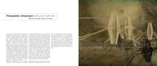 Peripatetic Urbanism Karl Lane Schmidt
Method for Leeville: radical survivalism
The project is an extreme form of a future wherein
humans must occupy space in a means that is
attuned to natural functions and processes of
that place, exploring the outcome of this reality
and a human propensity toward complex,
large scale infrastructural solutions in a deltaic
condition. The intervention responds to changing
conditions, keeping the built environment
aligned to the saturation threshold [ land /
water interface ], by becoming a mechanism for
strategic sediment deposition organized around
a mobile, reconfigurable infrastructure allowing
the geographic repositioning of the urban zone.
Architectures of individual programs or functions
exist within this fluctuating matrix, the relationship
of architecture to infrastructure remaining
relatively stable [ though constantly changing ]
as the urban zone adapts to the shifting context.
This provides internal stability for Leeville, whilst
providing protection for occupants and keeping
the urban condition and human occupation
adjacent to the dynamic bayou edge.
Leeville has embedded in it an essential
relationship to water: transportation, economy,
sustenance,andrecreationrelyontheconnection
a coastal town has with the adjacent water.
Yet Leeville is a place tied to the land: floating
structure has little no permanent occupation and
residences are situated on “ground”. Additionally,
circulation and interaction occur largely on land,
or proximate to land; identity is derived from
the meeting of land and water. Leeville persists
[ economically ] largely due to the existence of
an ample supply of ice and recreational tourism.
To the extent that essential character of Leeville
survives it will be place derived from the meeting
of land and water. Leeville is less “ground”
than the zone of highest relative saturation of
sediment in a water-sediment gradient with
zones of relative density. In addition, the change
in salinity that coincide with the disturbance
of the water-sediment balance will alter the
proportion of oyster shell and plant materials
relative to existing communities, further altering
the characteristics of the occupied “ground”.
Leeville exists at what is now the end of bayou
LaFourche, the bayou itself formerly the lower
fork of the Mississippi river, and the potential for
the loss of communities on the main channel,
including New Orleans, is not inconsequential.
The current fear for the potential of the
Atchafalaya river to “capture” the Mississippi
[ and therefore become the Mississippi ] is
interesting for the fact that, had the LaFourche
vein not been severed, there was the possibility [
if only slight ] that LaFourche could have become
the main artery as the river chose the path of
least resistance to the coast [ as it had in the
past ].
 