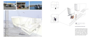 In the multifamily residential complex of the future
Leeville, there are several spaces that encourage
social interaction, both verbal and nonverbal.
These spaces re-envision the characteristics
of the pause points currently seen throughout
the town. The interlocking spaces, garden,
communal kitchen, and adjustable walls
encourage verbal or nonverbal interaction and
cultural significance based on their placement,
adjacency to adjoining spaces, and design.
Pause Points
Interlocking Spaces found in Apartment 2
Interlocking Spaces found in Apartment 1
Interlocking Spaces and Pause Points
 