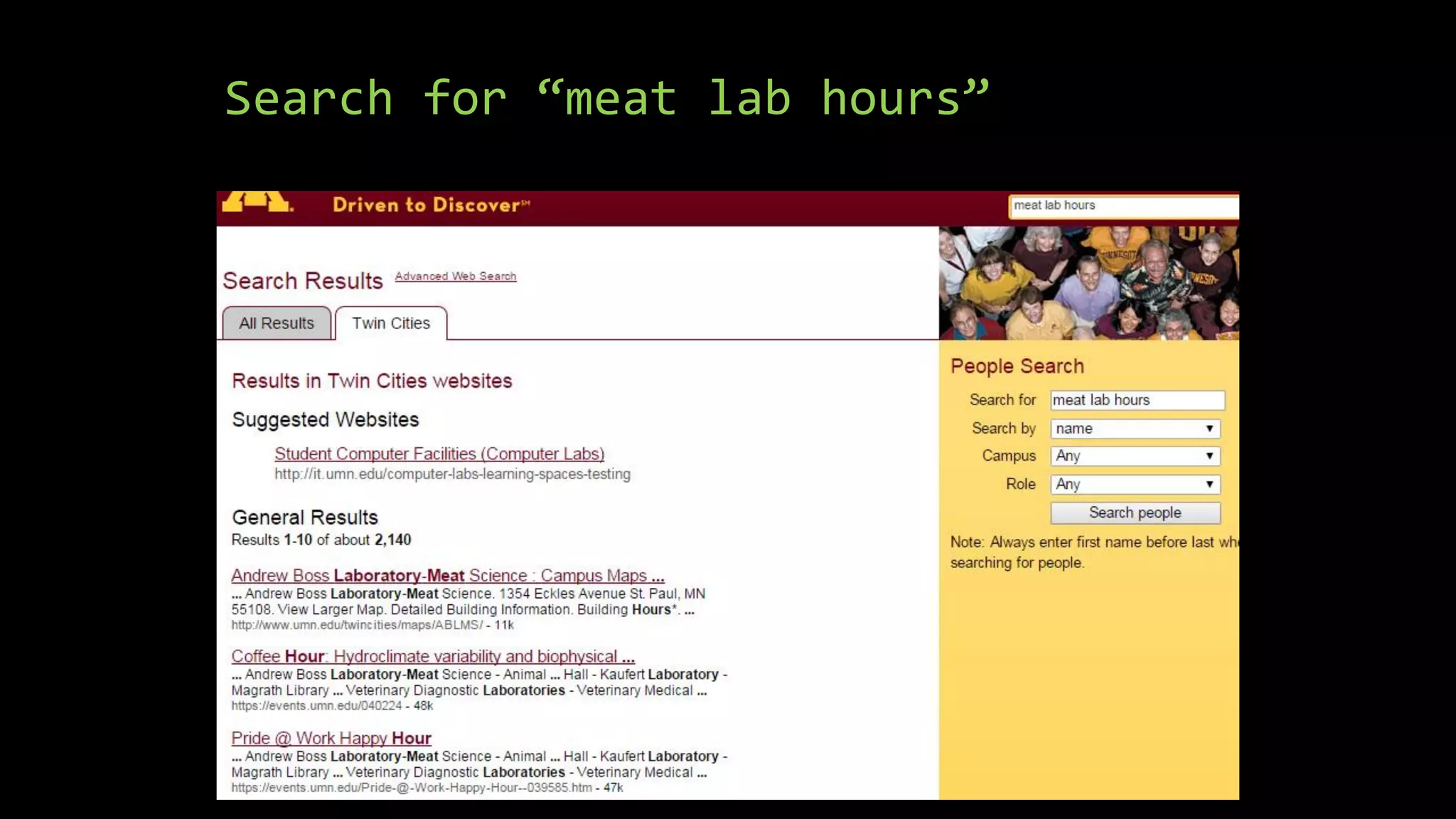 Search for “meat lab hours”
 