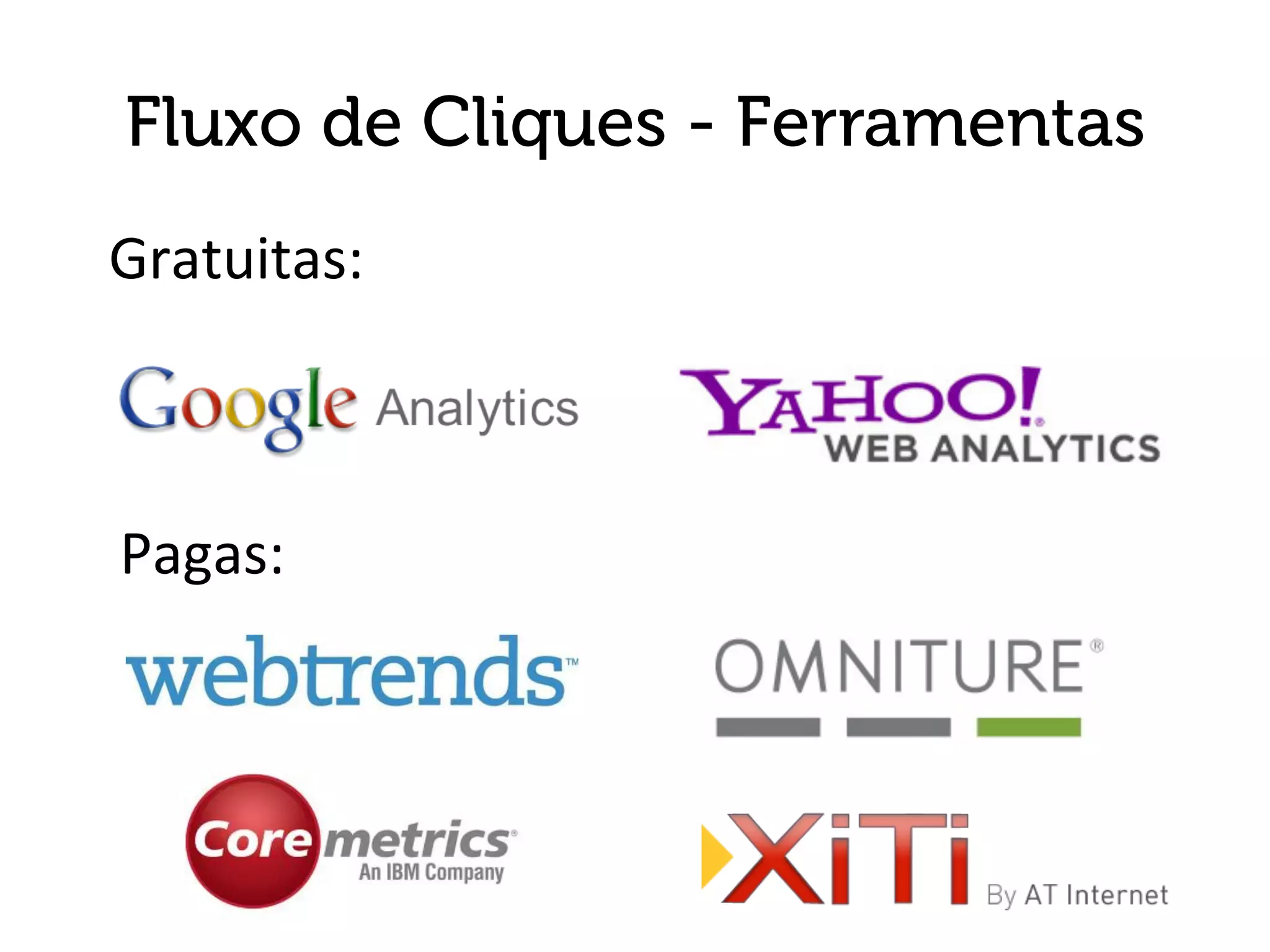 Fluxo de Cliques - Ferramentas
Gratuitas:	
  



Pagas:	
  
 