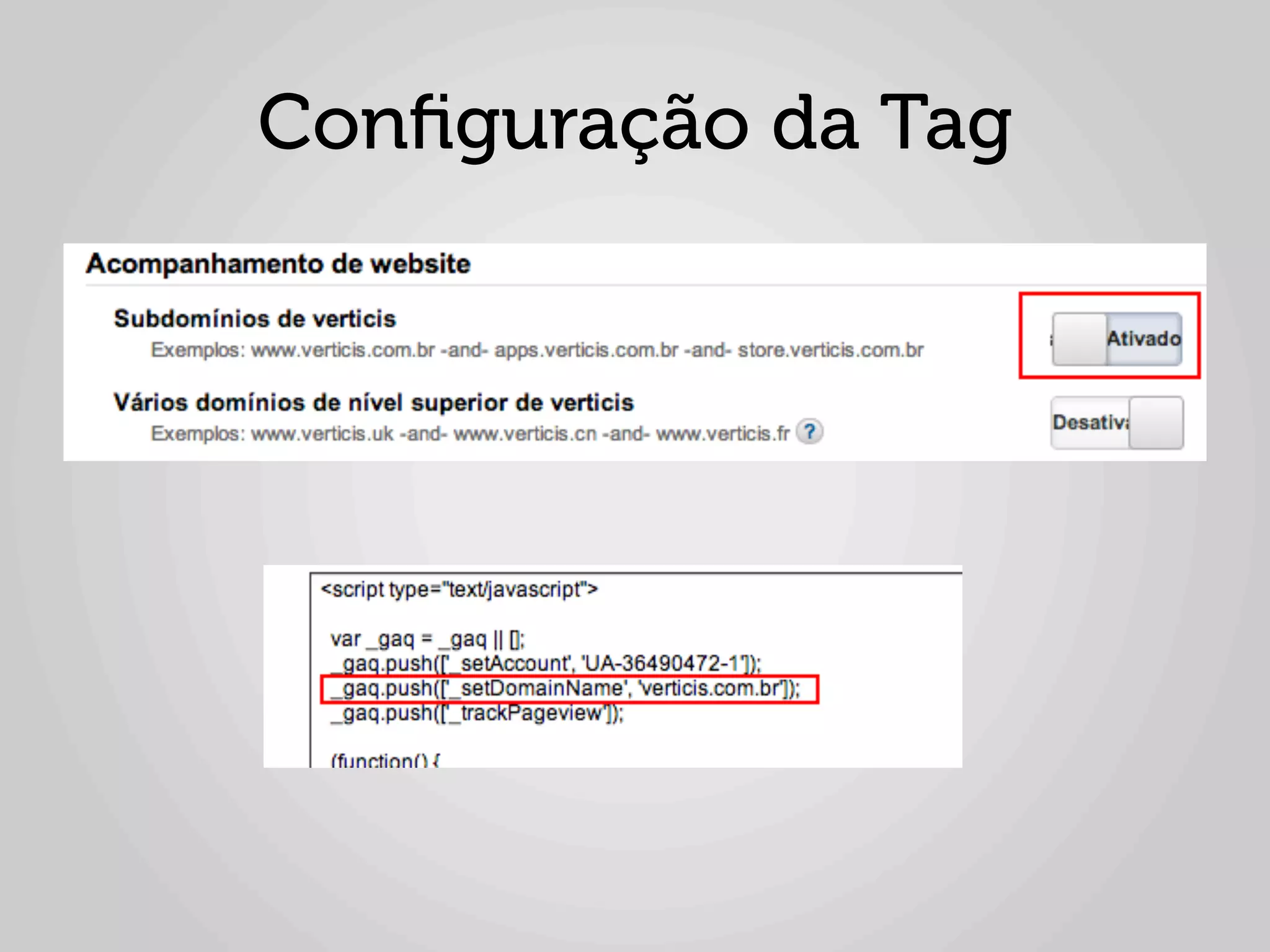 Conﬁguração da Tag
 