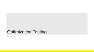 Optimization Testing 
Examples 
 