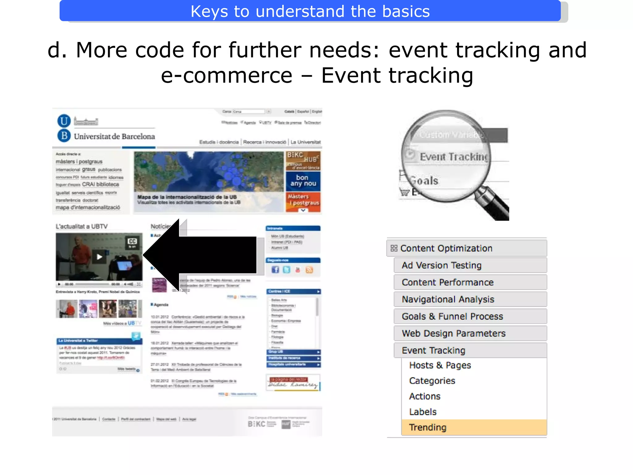 d. More code for further needs: event tracking and e-commerce – Event tracking 