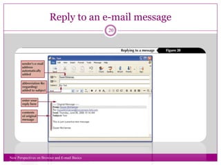 Reply to an e-mail message
New Perspectives on Browser and E-mail Basics
Tutorial 1
20
 